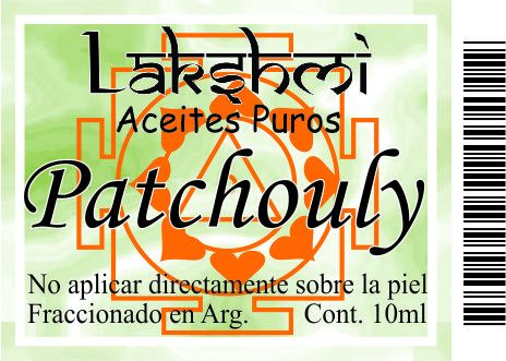 etiqueta aceite de patchouly