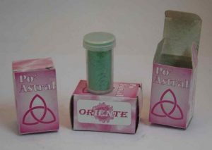 po astral tubo color verde cajas color rosa con logo de oriente