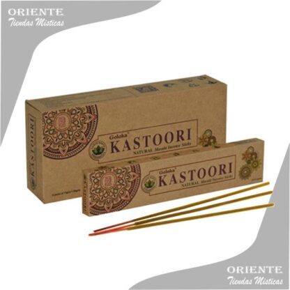 sahumerio Kastoori goloka caja color madera con 3 inciensos