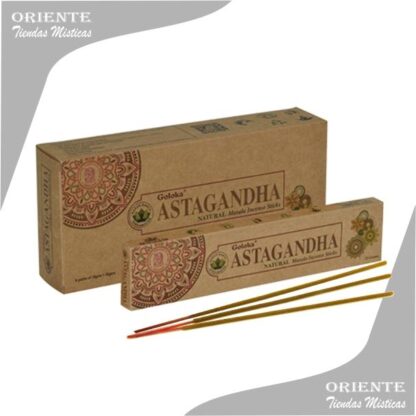 Sahumerio astanganda caja color madera con 3 variilas de incienso