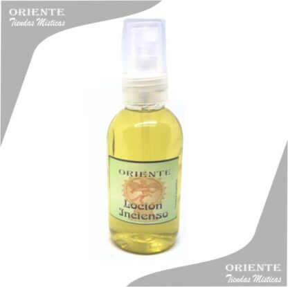 Loción incienso, de color amarillo también denominado spray aurico de insieso o perfume de incienso