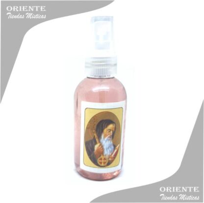 Locion san Cipriano, de color rojo con etiqueta del santo también denominado spray aurico san sipriano o perfume san benito