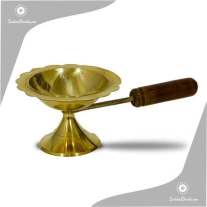 sahumadores inciensero de bronce con manija de madera