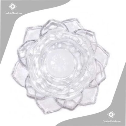 portavela flor de loto en vidrio vista de arriba